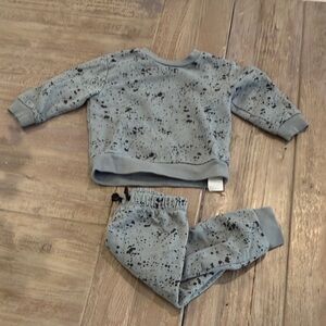 Gray Splatter Print Sweatshirt and Pants Set
